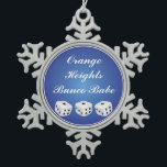 Pretty Snowflake Bunco Snowflake Pewter Christmas Ornament<br><div class="desc">Featured with this lovely snowflake ornament are three dice with a blue gradient background.  Perfect gift for a birthday celebration,  Christmas or Gift Exchange,  Bunco prize and more.  Personalise with your Bunko or Bunco group name or other message. Great for dice game players of all kinds.</div>