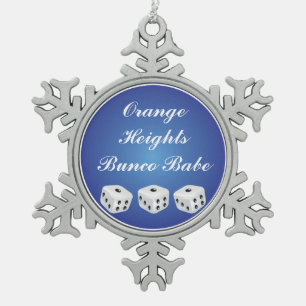 Pretty Snowflake Bunco Snowflake Pewter Christmas Ornament