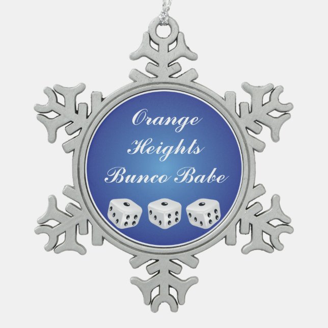 Pretty Snowflake Bunco Snowflake Pewter Christmas Ornament (Front)