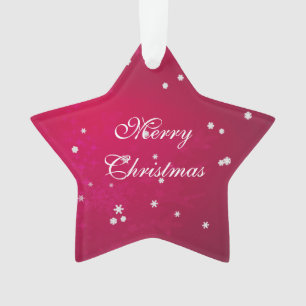 Pretty Snowflakes on Christmas Red Ornament