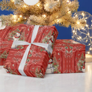 Pretty Snowman Elegant Christmas Gift Wrapping Paper