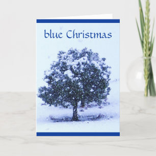 Pretty Snowy Blue Christmas - Across the Miles Holiday Card