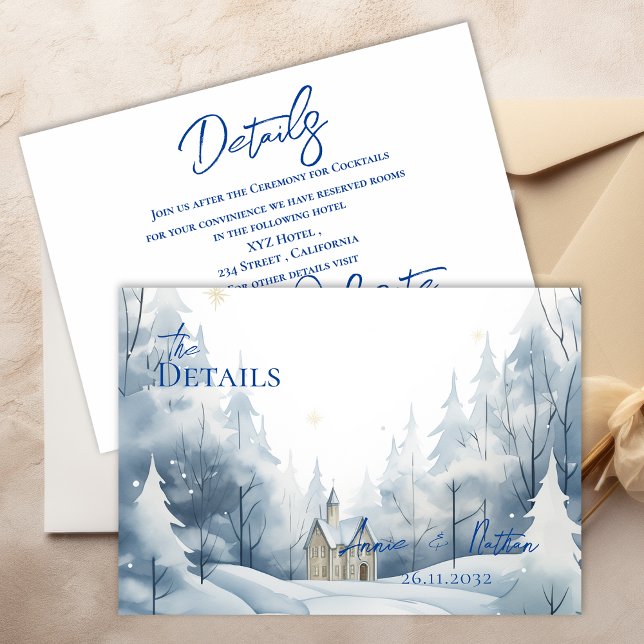Pretty Snowy Landscape Winter Wedding Details  Enclosure Card (Pretty Snowy Landscape Winter Wedding Details Enclosure Card)