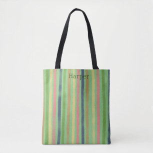 Pretty Soft Colourful Stripe Design For Teenager Tote Bag
