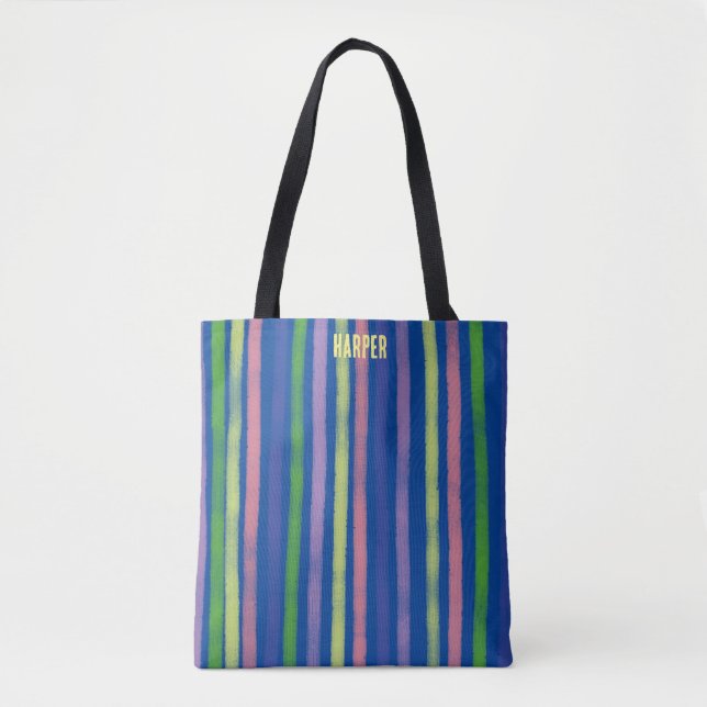Pretty Soft Colourful Stripe Design For Teenager  Tote Bag (Front)