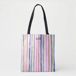 Pretty Soft Colourful Stripe Design For Teenager Tote Bag