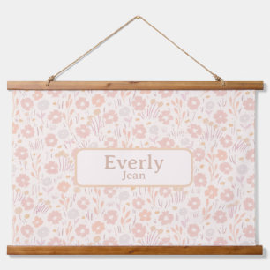 Pretty Soft Flowers Custom Baby Name Art Hanging Tapestry