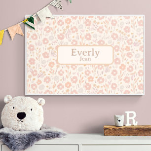 Pretty Soft Flowers Custom Baby Name Art Poster