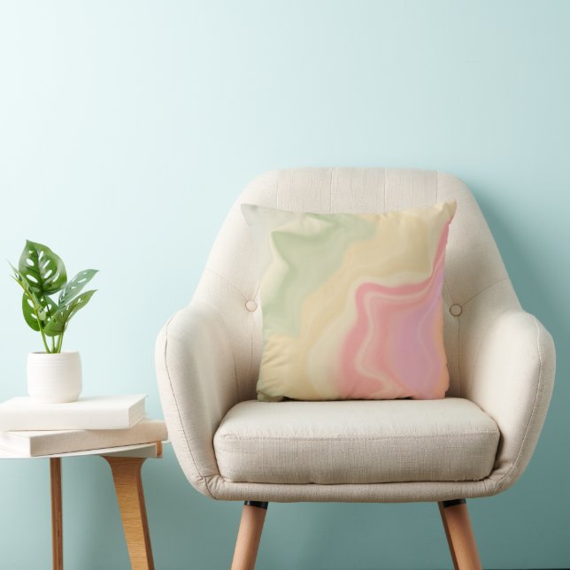 Pretty Soft Pastel Abstract Rainbow Cushion (Chair)
