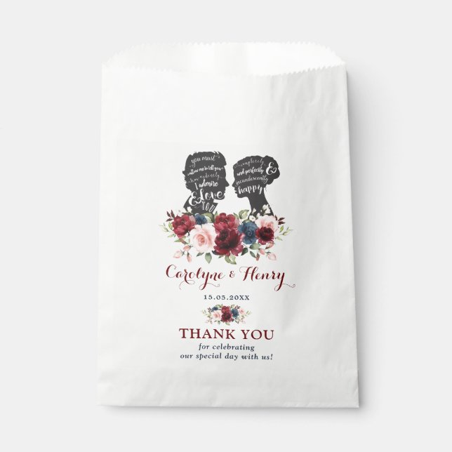 Pretty Soft Pink Floral Botanical Greenery Wedding Favour Bag (Front)