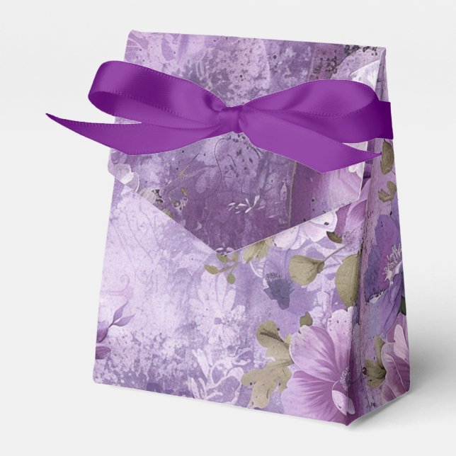 Pretty Soft Purple Flowers Favour Box (Front Side)