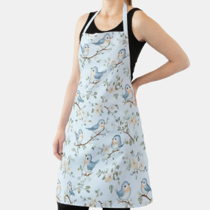 Pretty song birds and flowers apron