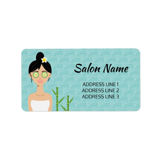 Pretty Spa Woman Illustration & Custom Salon Info Label (Front)