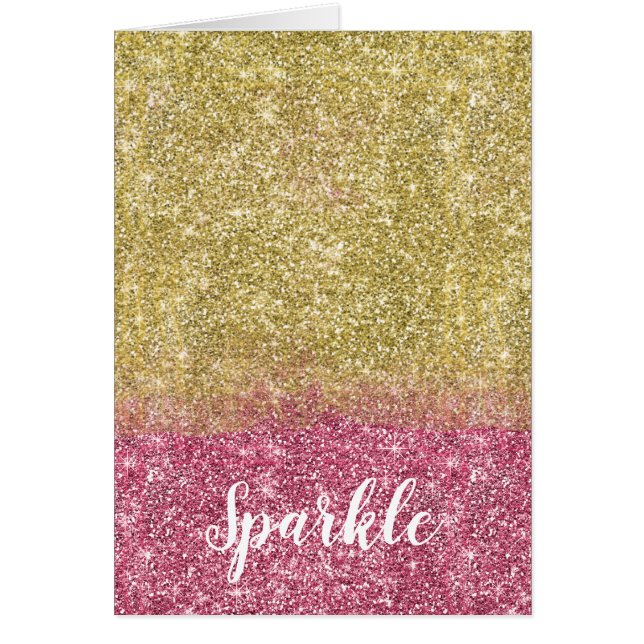 Pretty Sparkle Gold Pink Faux Glitter (Front)