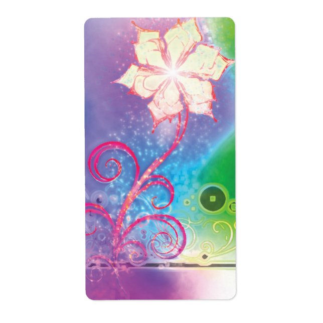 Pretty Sparkling Fantasy Flower Designer Labels (Front)
