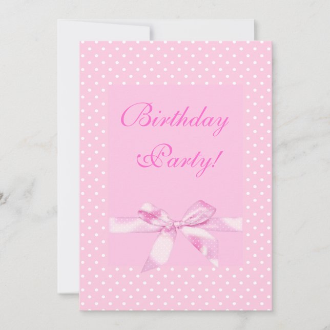 Pretty spot bow birthday custom invitation (Front)