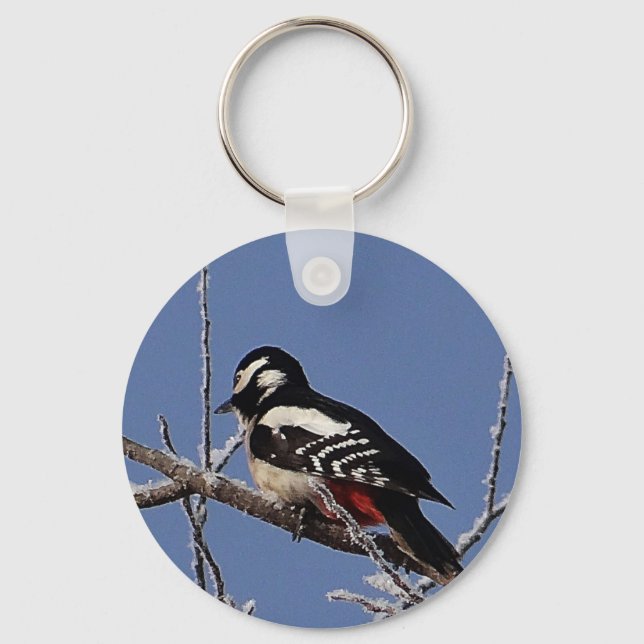 Pretty spotted woodpecker key ring (Front)