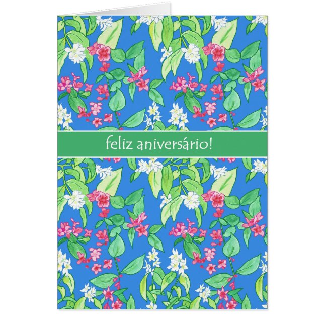 Pretty Spring Blossom Portuguese Language Birthday (Front)