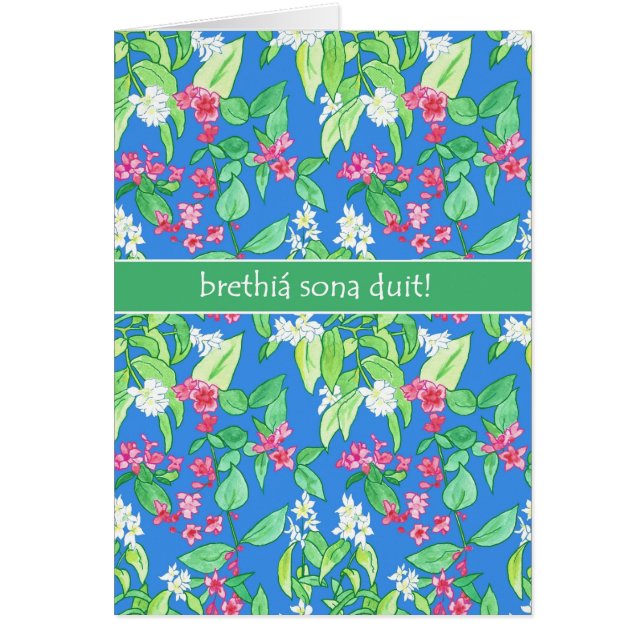 Pretty Spring Blossoms Irish Gaelic Birthday (Front)