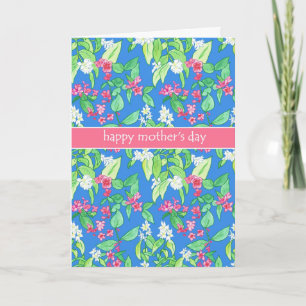 Pretty Spring Blossoms on Blue Mother's Day Card