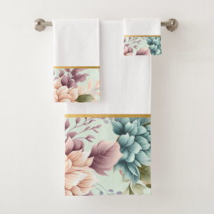PRETTY SPRING FLORAL BATHROOM TOWEL SET
