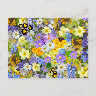 Pretty Spring Flowers Collage Postcard