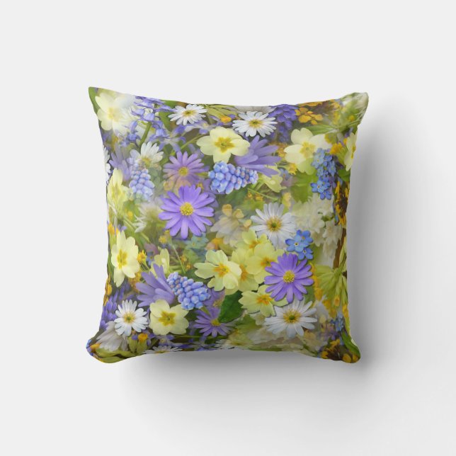 Pretty Spring Flowers Cushion (Front)