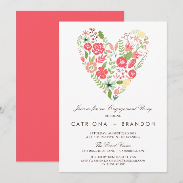 PRETTY SPRING FLOWERS ENGAGEMENT PARTY INVITATION (Front/Back)