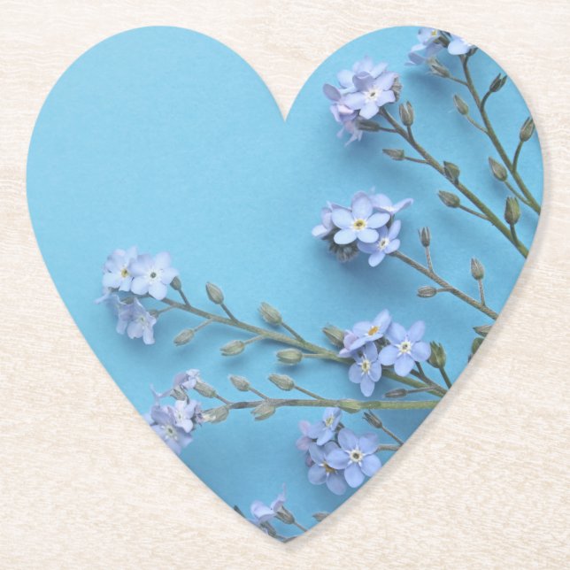 Pretty Spring Forget-me-not flowers Paper Coaster (Front)