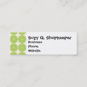 Pretty Spring Green Girly Circles Discs Pattern Mini Business Card