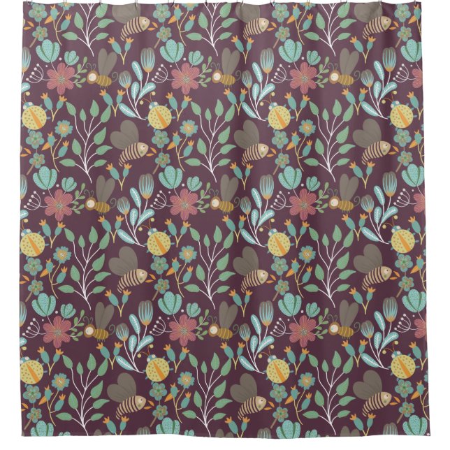 Pretty Spring Pattern Shower Curtain (Front)
