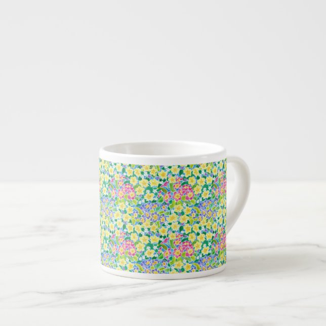 Pretty Spring Primroses Espresso Mug, Espresso Cup (Front Right)