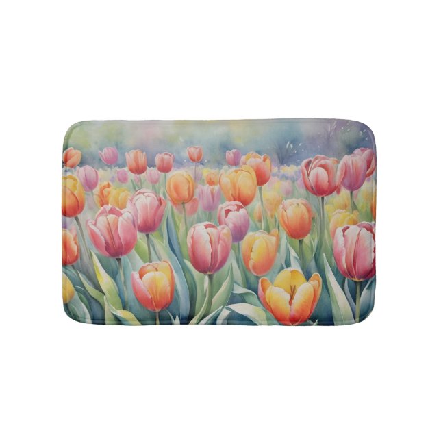 Pretty spring tulips bath mat (Front)