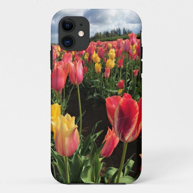 Pretty Spring Tulips in a Field, Oregon Case-Mate iPhone Case (Back)