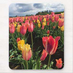 Pretty Spring Tulips in a Field, Oregon Mouse Pad