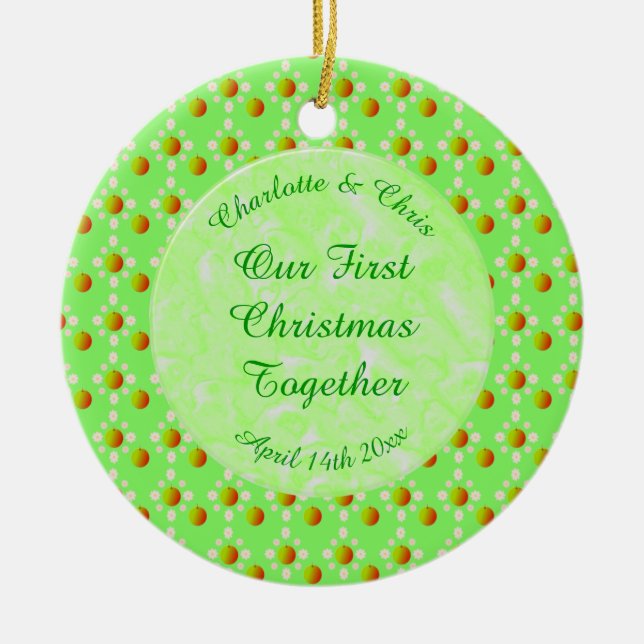 Pretty Spring Wedding Apple blossom and Apples Ceramic Ornament (Front)