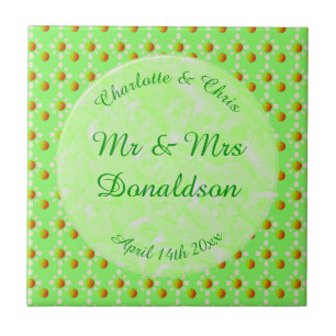 Pretty Spring Wedding Apple blossom and Apples Ceramic Tile
