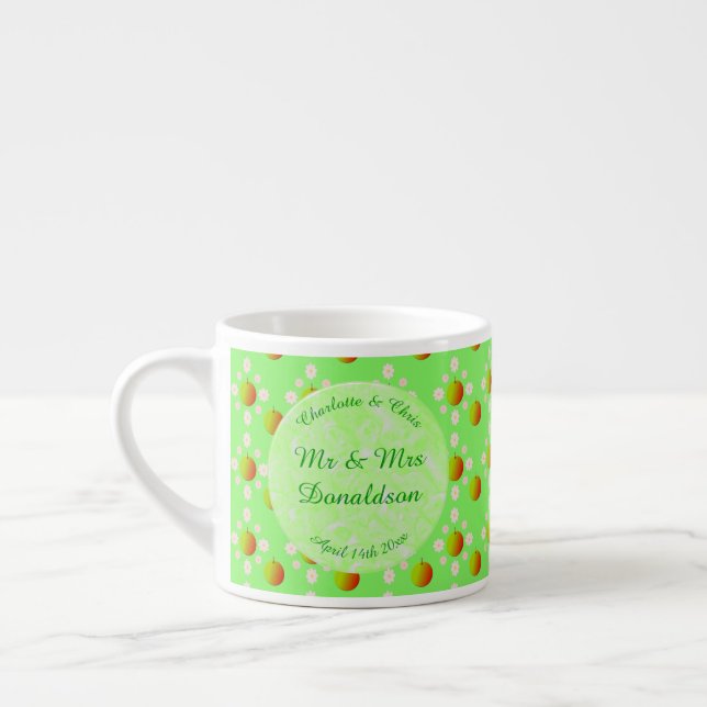 Pretty Spring Wedding Apple blossom and Apples Espresso Cup (Left)