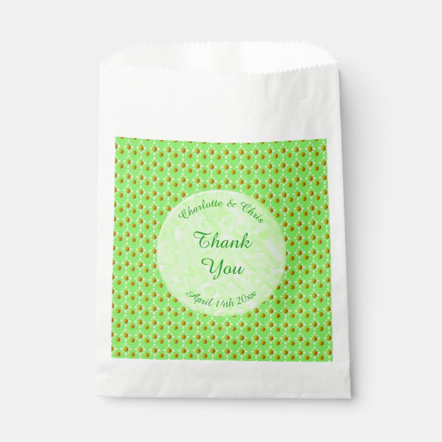 Pretty Spring Wedding Apple blossom and Apples Favour Bag (Front)