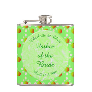 Pretty Spring Wedding Apple blossom and Apples Hip Flask