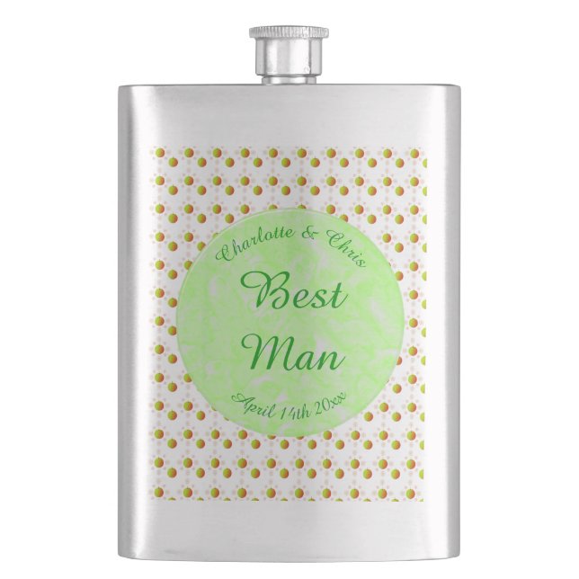 Pretty Spring Wedding Apple blossom and Apples Hip Flask (Front)