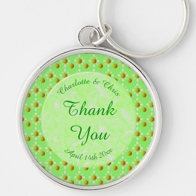 Pretty Spring Wedding Apple blossom and Apples  Key Ring (Front)