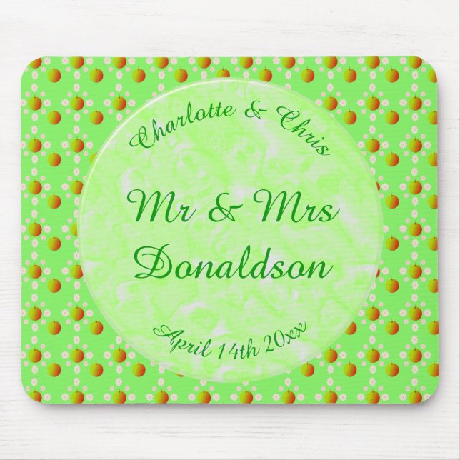 Pretty Spring Wedding Apple blossom and Apples Mouse Pad (Front)