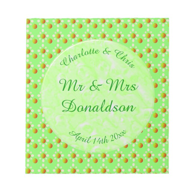 Pretty Spring Wedding Apple blossom and Apples Notepad (Front)