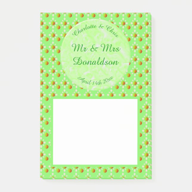 Pretty Spring Wedding Apple blossom and Apples Post-it Notes (Front)