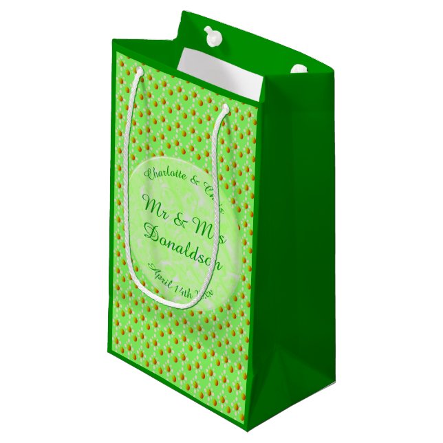 Pretty Spring Wedding Apple blossom and Apples Small Gift Bag (Front Angled)