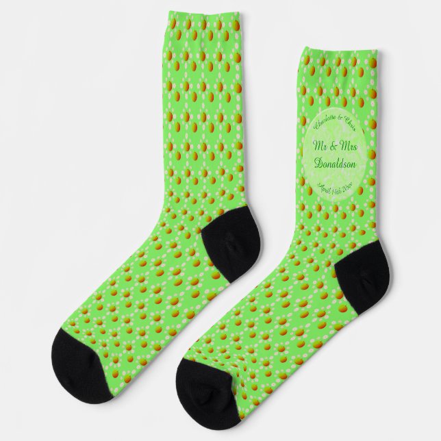 Pretty Spring Wedding Apple blossom and Apples Socks (Left)
