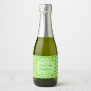 Pretty Spring Wedding Apple blossom and Apples Sparkling Wine Label