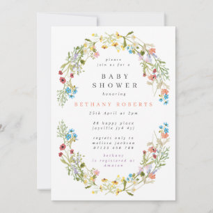 Pretty Spring Wild Flowers Baby Shower Invitation