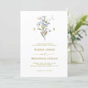 Pretty Spring Wildflower Meadow Gold Wedding   Invitation